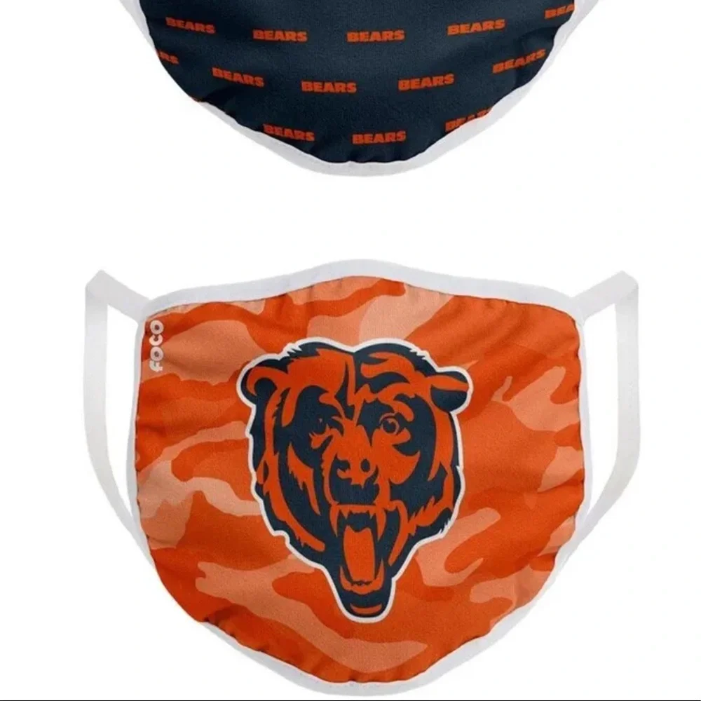 FOCO NFL CHICAGO BEARS CLUTCH 2 PACK FACE MASKS UNISEX ADULT NWT